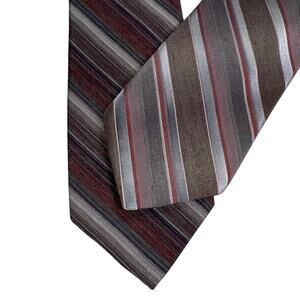 Cappuccino Corniche Men's Neckties Bundle Diagonal Stripe Burgundy Silver 54 57"